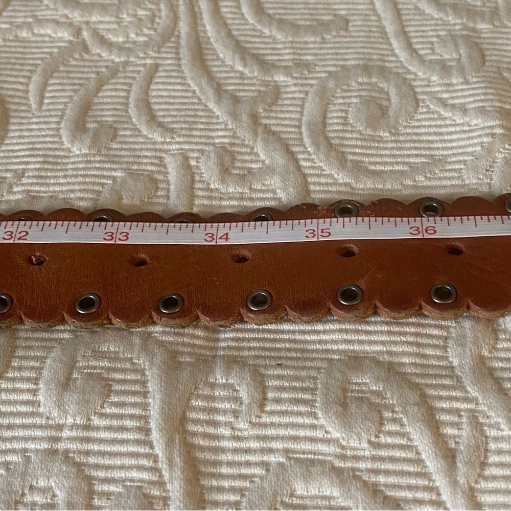 Fossil Nautical Coin Accented Brown Leather Belt Western Size Medium - Picture 6 of 7